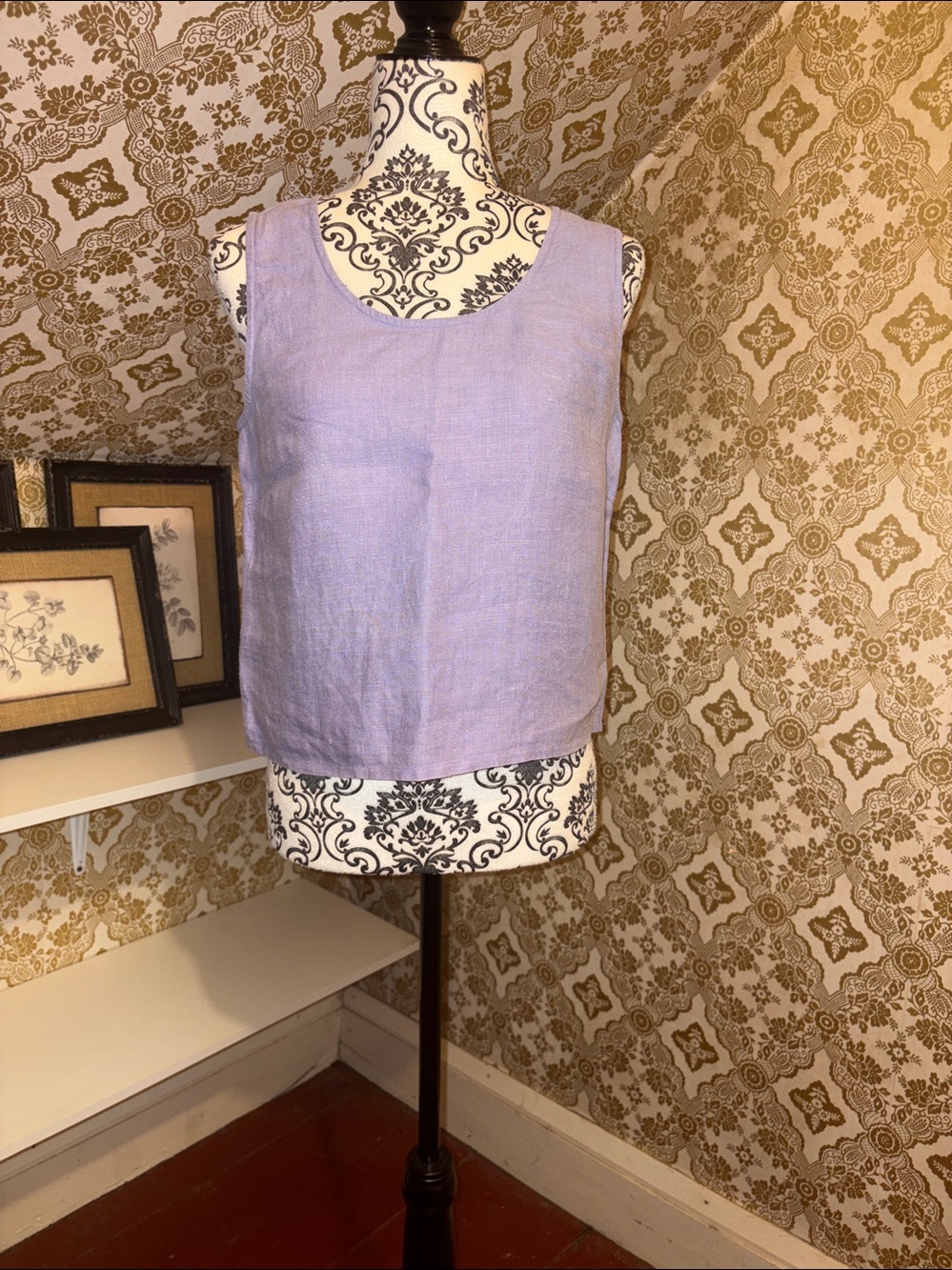 Vintage Linen Lavender Sleeveless Tank